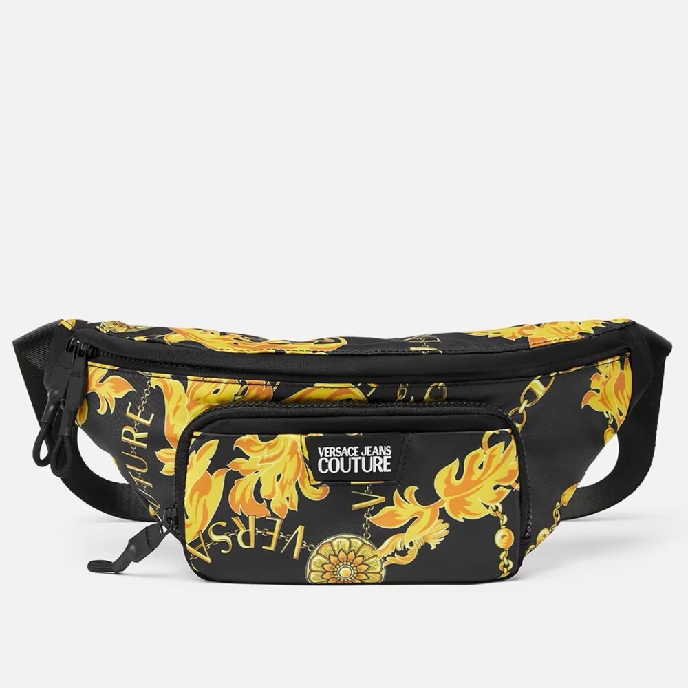 NEW Versace Jeans Couture Leather Belt Bag (Black+Gold)